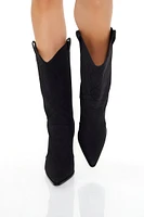 Faux Suede Stiletto Cowboy Booties