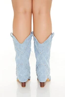 Rhinestone Denim Overlay Boots