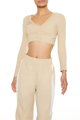 Active Ruched V-Neck Crop Top