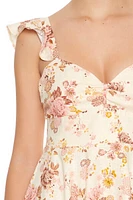 Floral Print Bow Mini Dress