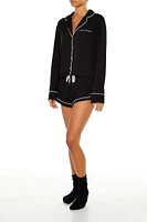 Piped-Trim Shirt & Shorts Pajama Set