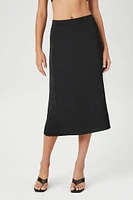 Satin Vented Midi Skirt