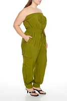 Plus Strapless Cargo Jumpsuit