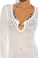 Crochet O-Ring Swim Cover-Up Mini Dress