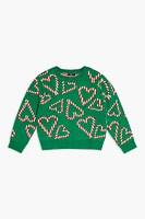 Girls Candy Cane Heart Sweater (Kids)