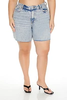 Plus Raw-Cut Denim Shorts