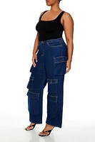Plus High-Rise Cargo Jeans