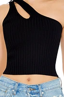 Sweater-Knit One-Shoulder Crop Top