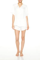 Satin Short-Sleeve Pajama Shirt