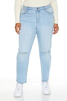 Plus Distressed Boyfriend Jeans