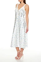 Lace-Trim Floral Midi Slip Dress
