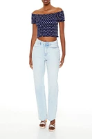 Off-the-Shoulder Polka Dot Crop Top