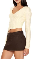 Surplice Textured Cropped Sweater