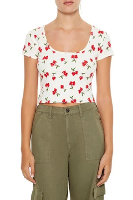 Cherry Print Cropped Tee