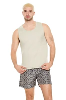 Geo Print Drawstring Swim Trunks