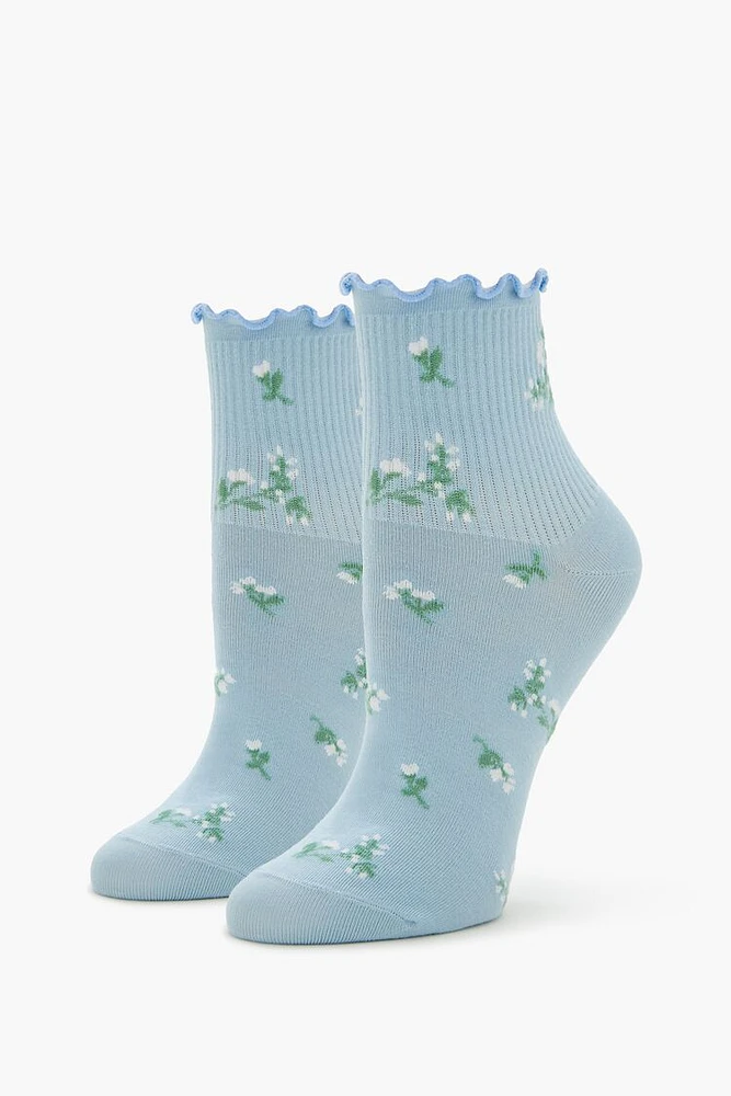 Floral Print Crew Socks