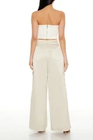 Satin Wide-Leg Cargo Pants