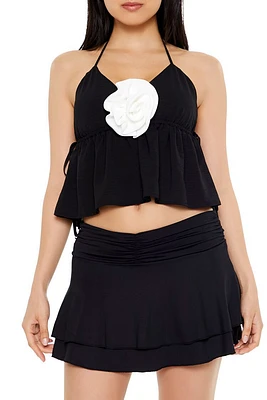 Rosette Halter Flounce Top