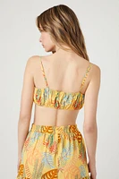 Tropical Leaf Print Cropped Cami