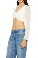 Plunging Ruffle-Trim Crop Top