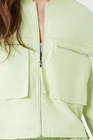 Poplin Balloon-Sleeve Bomber Jacket