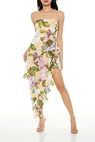 Asymmetrical Floral Midi Dress
