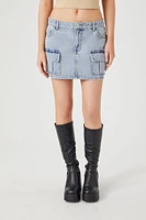 Low-Rise Denim Cargo Skirt