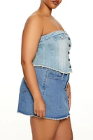 Plus Stretch-Denim Tube Top