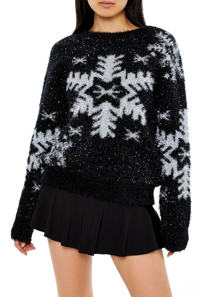 Glitter Knit Snowflake Sweater