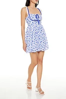 Lace-Trim Floral Babydoll Mini Dress