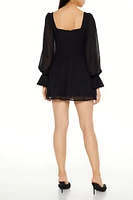Chiffon Square-Neck Mini Dress