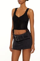 Sweater-Knit Plunging Crop Top