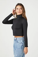 Long-Sleeve Turtleneck Crop Top