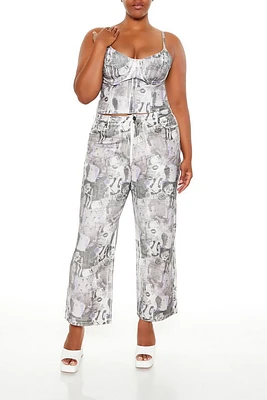 Plus Abstract Print Jeans