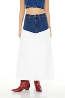 Combo Denim Maxi Skirt
