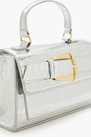 Metallic Faux Croc Crossbody Bag