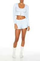 Bow Print Flounce Pajama Crop Top