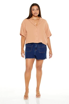 Plus Mid-Rise Denim Shorts