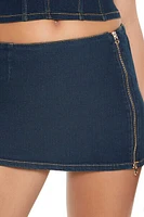 Denim Zip-Up Mini Skirt