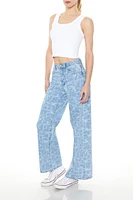 Water Print Wide-Leg Jeans