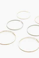 Smooth & Etched Hoop Earring Set