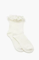 Ruffle-Trim Ribbed Crew Socks