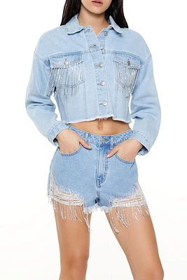 Rhinestone Fringe Denim Jacket