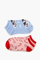 Snowman & Candy Cane Ankle Socks Set - 2 pack