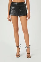 Faux Leather A-Line Skort