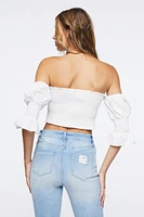 Smocked Off-the-Shoulder Crop Top