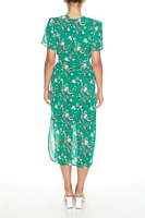 Floral Print Surplice Maxi Dress