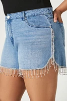 Plus Retro High-Rise Denim Shorts