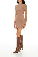 Lace-Up Mini Sweater Dress