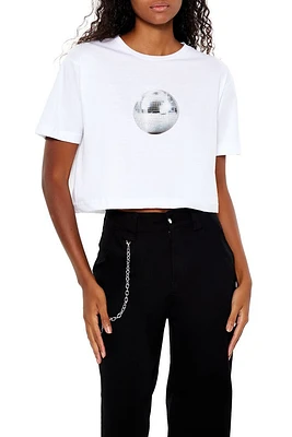 Disco Ball Graphic Cropped Tee